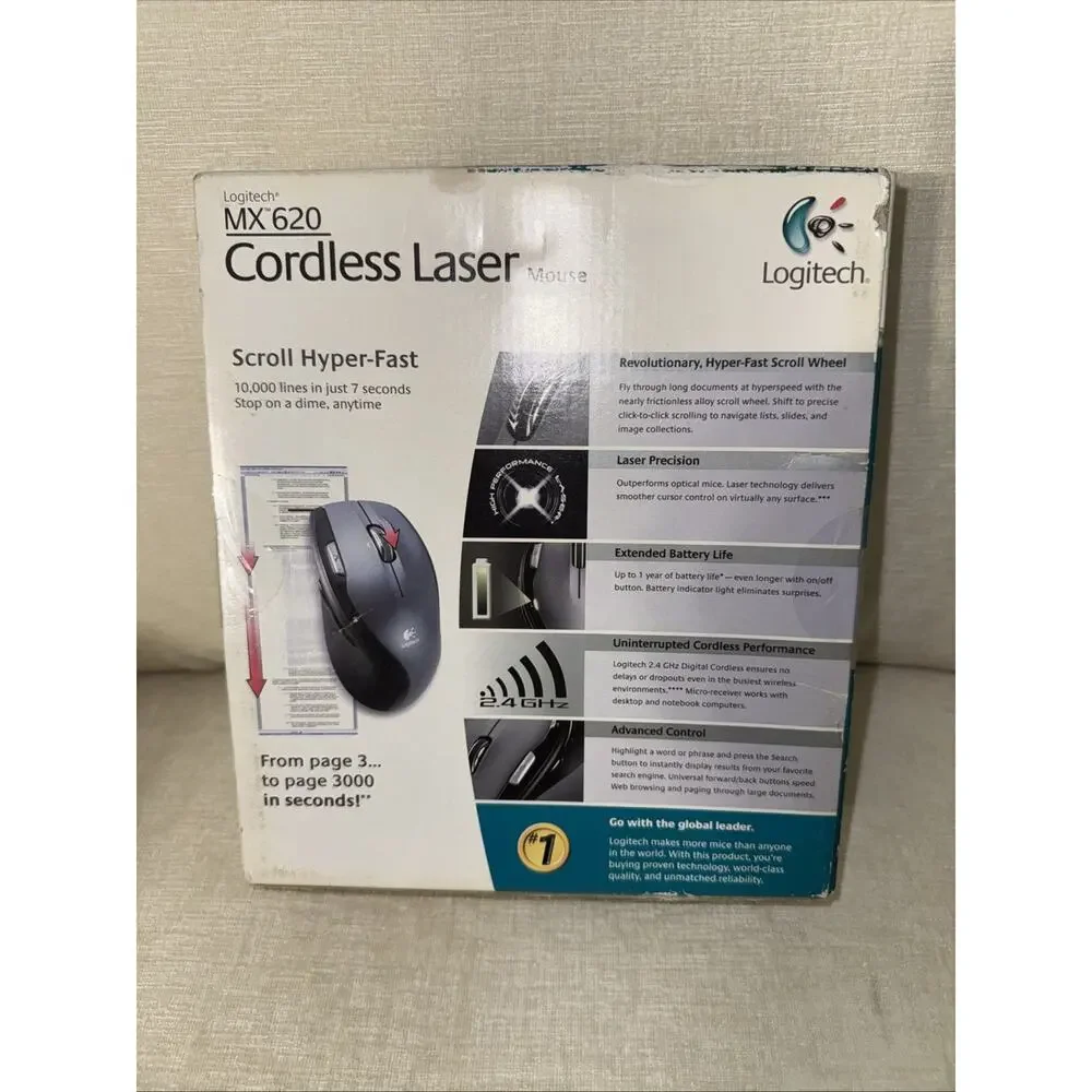 Logitech MX620 Cordless Laser Mouse - Black (910-000240) New Sealed